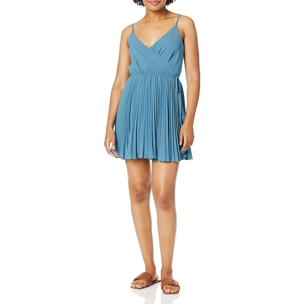 Ali & Jay Womens Wrap Top Pleated Fit & Flare Sleeveless Dress